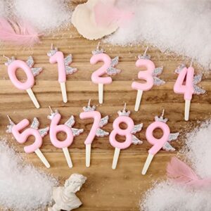 2.6" Large Birthday Candles, 0-9 Crown Number Candle Glitter Pink Birthday Candle Cake Topper Numeral Cake Candles for Baby Girl Birthday Cakes Anniversary Wedding Party (Number 5)