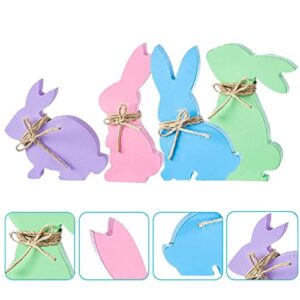 4Pcs Easter Bunny Decor, Easter Bunny Table Wooden Signs, Easter Decorations for The Home, Easter Tray Decor for Tiered Tray Decorations