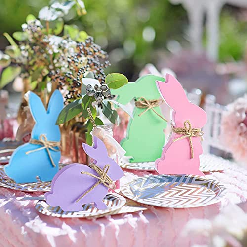 4Pcs Easter Bunny Decor, Easter Bunny Table Wooden Signs, Easter Decorations for The Home, Easter Tray Decor for Tiered Tray Decorations