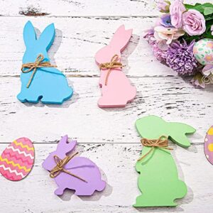 4Pcs Easter Bunny Decor, Easter Bunny Table Wooden Signs, Easter Decorations for The Home, Easter Tray Decor for Tiered Tray Decorations