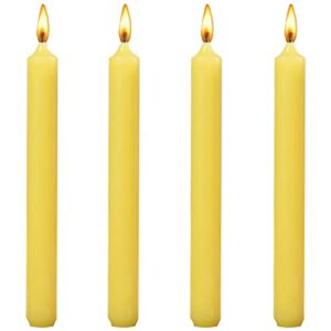 8 inch taper candles 4 pack – metallic taper spiral candle taper candles – unscented dripless and smokeless home décor – dinner, party, wedding, halloween, churches (8 inch, yellow)