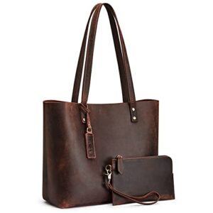 kattee genuine leather totes for women shoulder bag top handle satchel purse set 3pcs 3-in-1