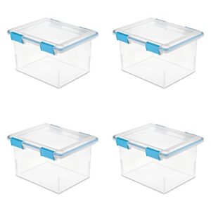 juanmao 32 quart clear plastic stackable storage container box bin, 4 pack