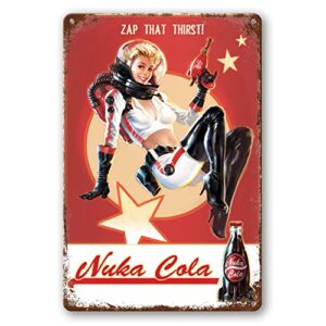 vintage tin sign – nuka cola – retro metal signs poster iron painting plaque wall decor for bar home garage 12×8 inch