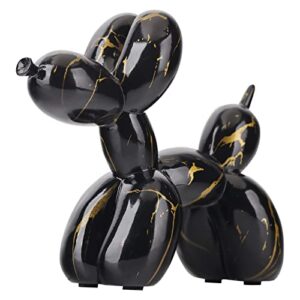qianling black balloon dog statue, black decor resin balloon dog sculpture, black balloon dog statues for home decor, modern living room, room, bookshelf, mantel, centerpieces