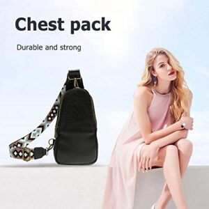 Women Chest Bag PU Leather Satchel Zipper Crossbody Bag Sling Bag for Work Shopping Travel Fashion Shoulder Strap