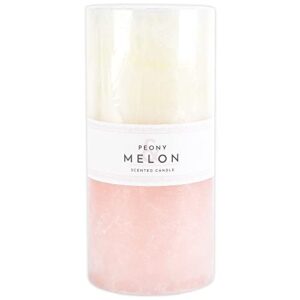 peony & melon pillar candle, 2 3/4 x 6 inches