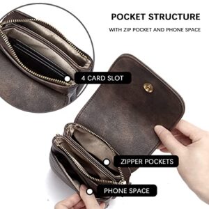 BOSTANTEN Leather Small Crossbody Bags for Women Designer Cell Phone Bag Wallet Purses Adjustable Strap Retro Coffee