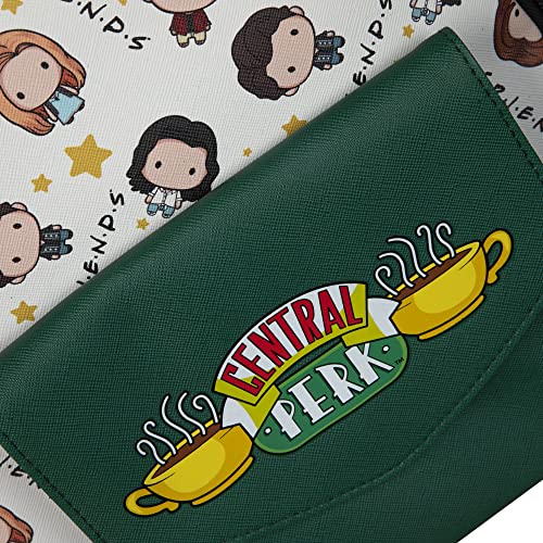 Friends TV Television Show Central Perk Chibi Characters Allover Print Womens Double Strap Shoulder Bag Purse