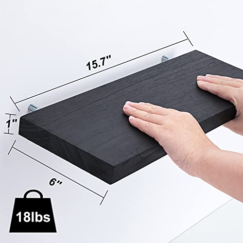 Fixwal Floating Shelves Black, Set of 3 Wall Shelves with Invisible Brackets for Bedroom, Bathroom, Living Room, Kitchen