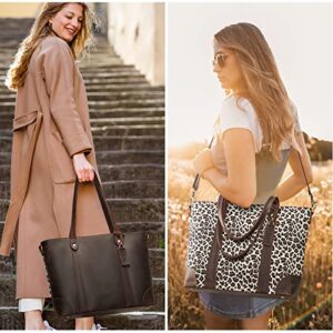 Kattee Women Genuine Leather Tote Bags Purses and Handbags Shoulder Vintage Crossbody Work (Dark Brown)