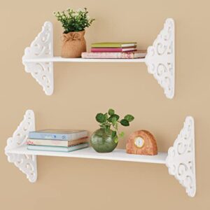 Collections Etc Elegant Decorative White Shelves - Set of 2