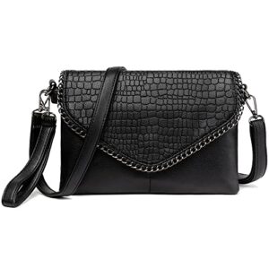 makukke crossbody bags for women small clutch purses quilted satchels lightweight handbags shoulder bag (black)