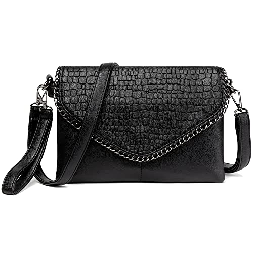 Makukke Crossbody Bags for Women Small Clutch Purses Quilted Satchels Lightweight Handbags Shoulder Bag (Black)