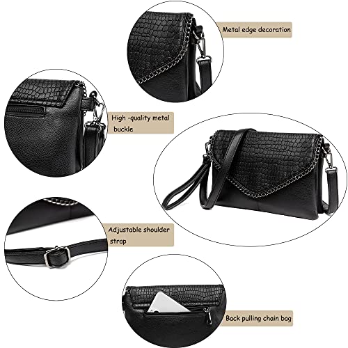 Makukke Crossbody Bags for Women Small Clutch Purses Quilted Satchels Lightweight Handbags Shoulder Bag (Black)