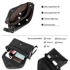 Makukke Crossbody Bags for Women Small Clutch Purses Quilted Satchels Lightweight Handbags Shoulder Bag (Black)