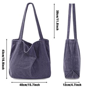 Captain Blues Corduroy Tote Bag Large Capacity Cute Tote Bags Aesthetic Thicken School Bag for Women Daily Use(Grey)