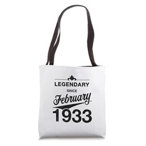 90th birthday 90 year old born in february 1933 vintage tote bag