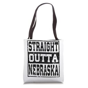 nebraska state straight outta nebraska design tote bag