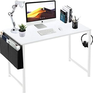 Lufeiya White Computer Desk for Bedroom - 40 inch Simple Modern Study Table Kid Girls Student Home Office Writing Desk, White