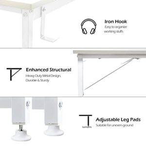 Lufeiya White Computer Desk for Bedroom - 40 inch Simple Modern Study Table Kid Girls Student Home Office Writing Desk, White