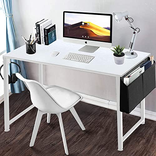 Lufeiya White Computer Desk for Bedroom - 40 inch Simple Modern Study Table Kid Girls Student Home Office Writing Desk, White