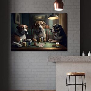 Bulljive Brands Premium Metal Dogs Playing Poker Wall Art | Captivating Floating Mount Display | Wall Décor For Mancave Bar Bedroom Office Living Room | 3 Sizes Large To Small