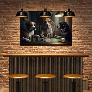 Bulljive Brands Premium Metal Dogs Playing Poker Wall Art | Captivating Floating Mount Display | Wall Décor For Mancave Bar Bedroom Office Living Room | 3 Sizes Large To Small