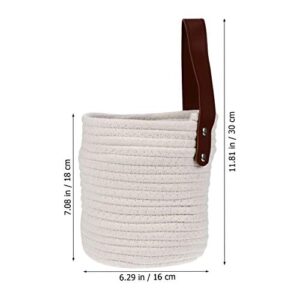 Alipis 3 pcs Wall Bin for Storage Sundries with Rope Decor Adhesive Toys White Clo Office Plant Cotton Hand-woven Hanging Cabinet Container Decoration Seagrass Garden Flower Woven