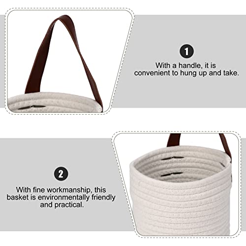 Alipis 3 pcs Wall Bin for Storage Sundries with Rope Decor Adhesive Toys White Clo Office Plant Cotton Hand-woven Hanging Cabinet Container Decoration Seagrass Garden Flower Woven