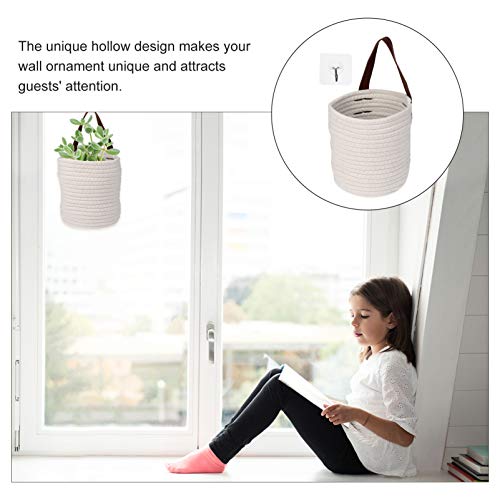 Alipis 3 pcs Wall Bin for Storage Sundries with Rope Decor Adhesive Toys White Clo Office Plant Cotton Hand-woven Hanging Cabinet Container Decoration Seagrass Garden Flower Woven