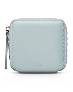 vulkitty women leather wallet rfid blocking bifold slim coin purse credit card holder with zipper pocket case