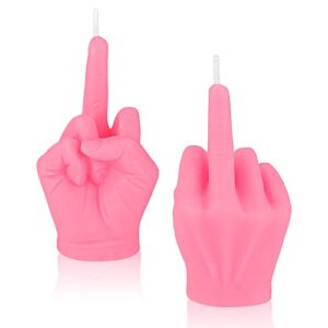 2 pieces middle finger aesthetic candles soy wax hand shaped candle funky room decor aesthetic danish room decor cool trendy modern hippie room decor (pink)