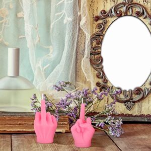 2 Pieces Middle Finger Aesthetic Candles Soy Wax Hand Shaped Candle Funky Room Decor Aesthetic Danish Room Decor Cool Trendy Modern Hippie Room Decor (Pink)