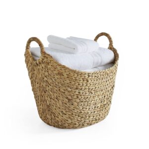 large natural water hyacinth boat basket – easy to use
