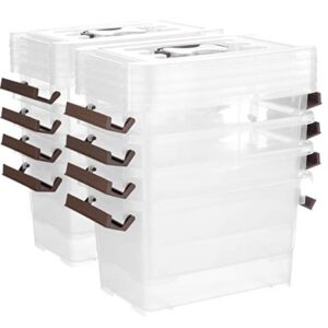 YYXB 8 Pack Plastic Storage Latch Bins, 4.5 Quart Clear Plastic Handle Box with Lids and Handle, Multi-Purpose, 4 Litre