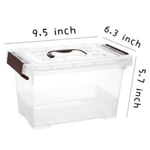 YYXB 8 Pack Plastic Storage Latch Bins, 4.5 Quart Clear Plastic Handle Box with Lids and Handle, Multi-Purpose, 4 Litre