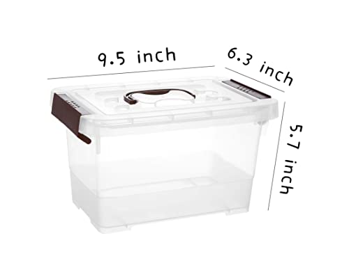 YYXB 8 Pack Plastic Storage Latch Bins, 4.5 Quart Clear Plastic Handle Box with Lids and Handle, Multi-Purpose, 4 Litre