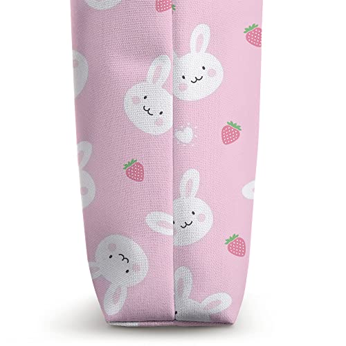 Cute Pink Strawberry Bunny Rabbit Aesthetic Pattern Kawaii Tote Bag