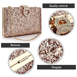 jessie Clutch Purses for Women, Sparkling Crystal Evening Bag Bridal Prom Handbag Wedding Party Bag (Champagne)