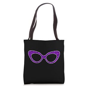 purple and black leopard print eyeglasses tote bag