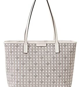 Tory Burch Women's Ever-Ready Small Tote, New Ivory, Off White, Grey, Print, One Size