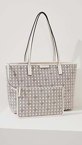 Tory Burch Women's Ever-Ready Small Tote, New Ivory, Off White, Grey, Print, One Size