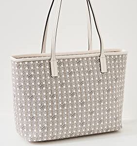 Tory Burch Women's Ever-Ready Small Tote, New Ivory, Off White, Grey, Print, One Size