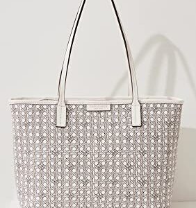 Tory Burch Women's Ever-Ready Small Tote, New Ivory, Off White, Grey, Print, One Size