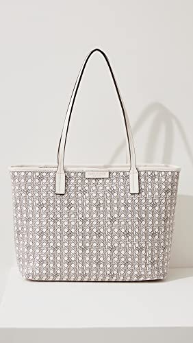 Tory Burch Women's Ever-Ready Small Tote, New Ivory, Off White, Grey, Print, One Size