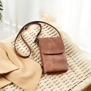 BOSTANTEN Leather Small Crossbody Bags for Women Designer Cell Phone Bag Wallet Purses Adjustable Strap Retro Brown