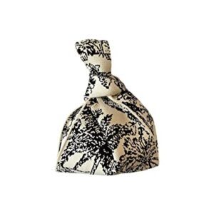 Verdusa Women's Printed Crochet Hobo Handbag Satchel Bag Mini Purse White Black one-size