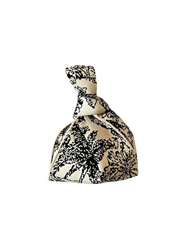 Verdusa Women's Printed Crochet Hobo Handbag Satchel Bag Mini Purse White Black one-size