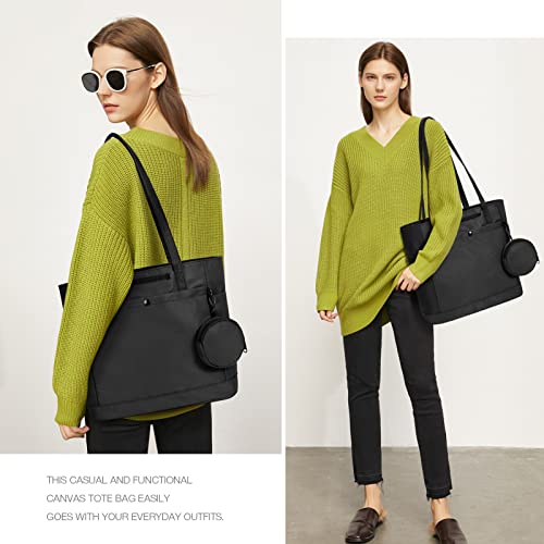 Tote Bag for Women Nylon Fabric Cute Tote Bag Aesthetic Hobo Bag Shoulder Bag Hobo Handbag (Black)